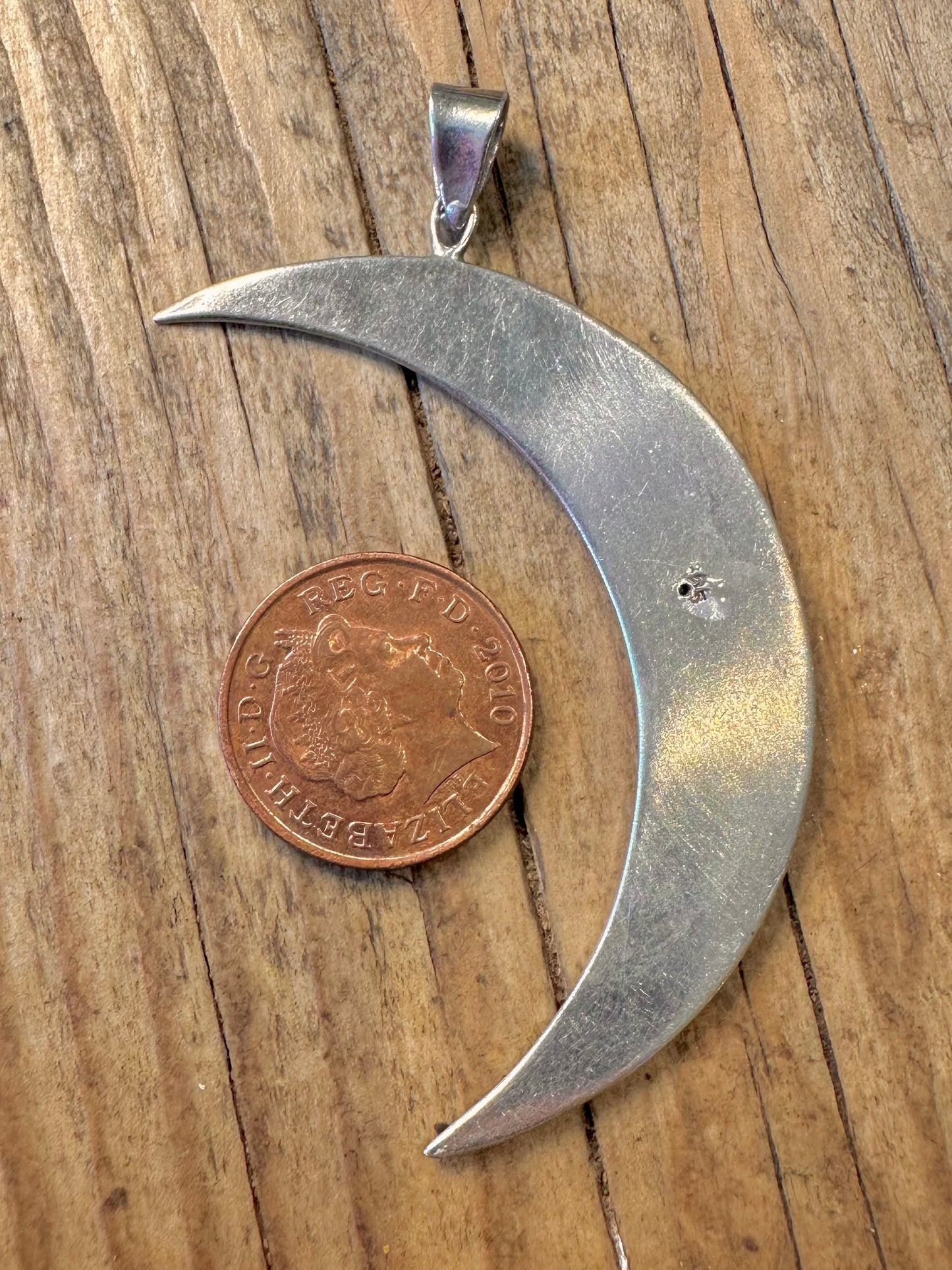 Large Crescent Moon 925 Sterling Silver Pendant
