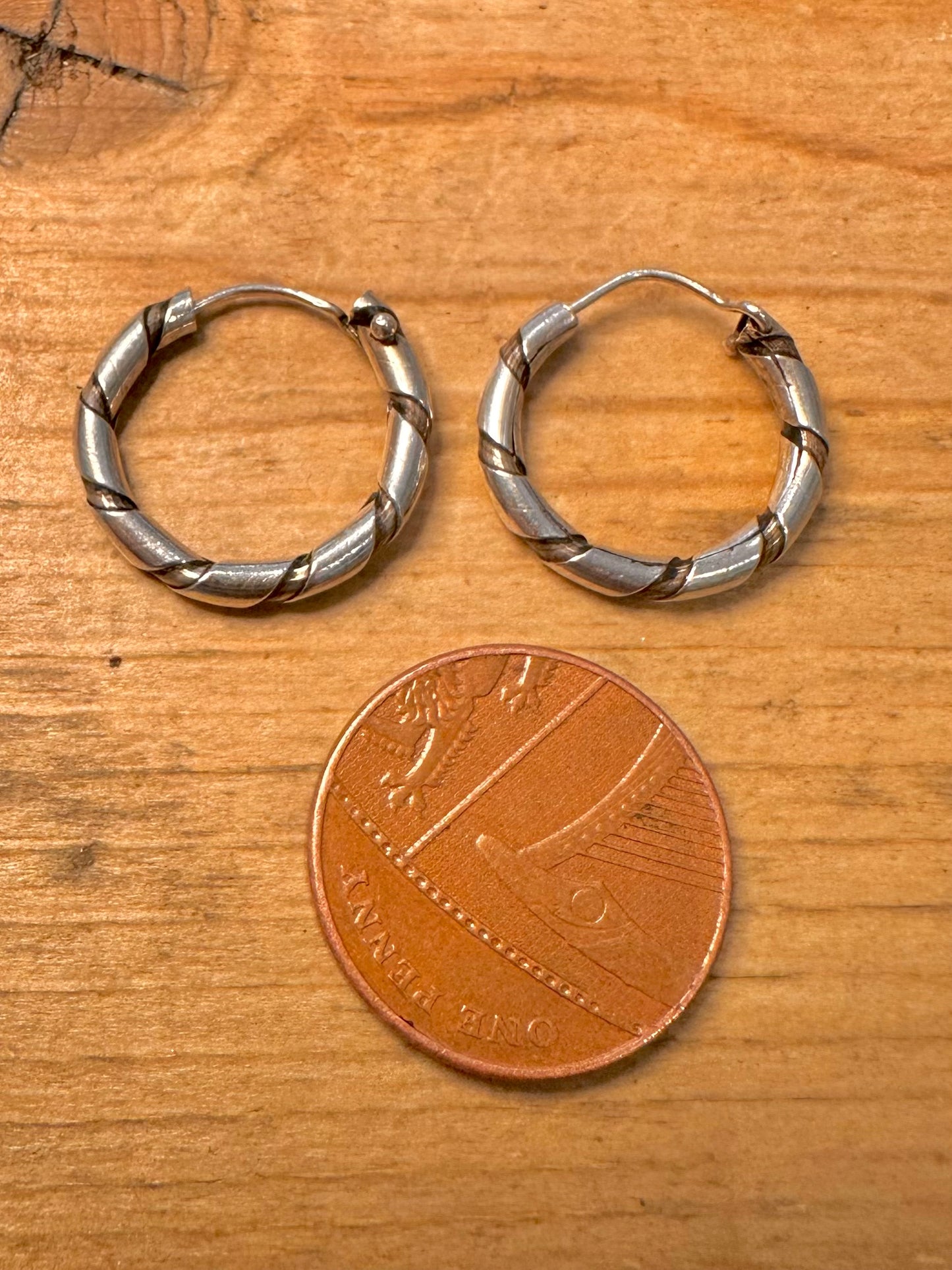 Vintage Twisted Hoops 925 Silver Earrings
