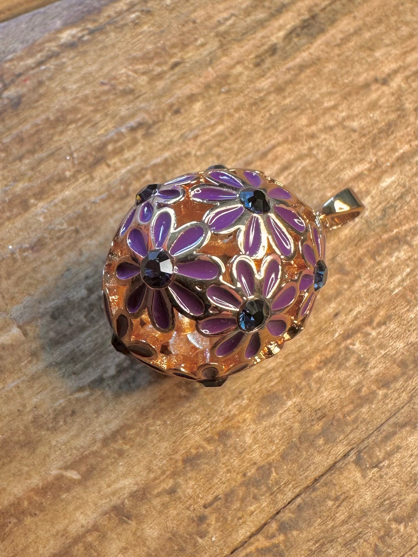 Lavender Flower Egg Gold on Silver Pendant