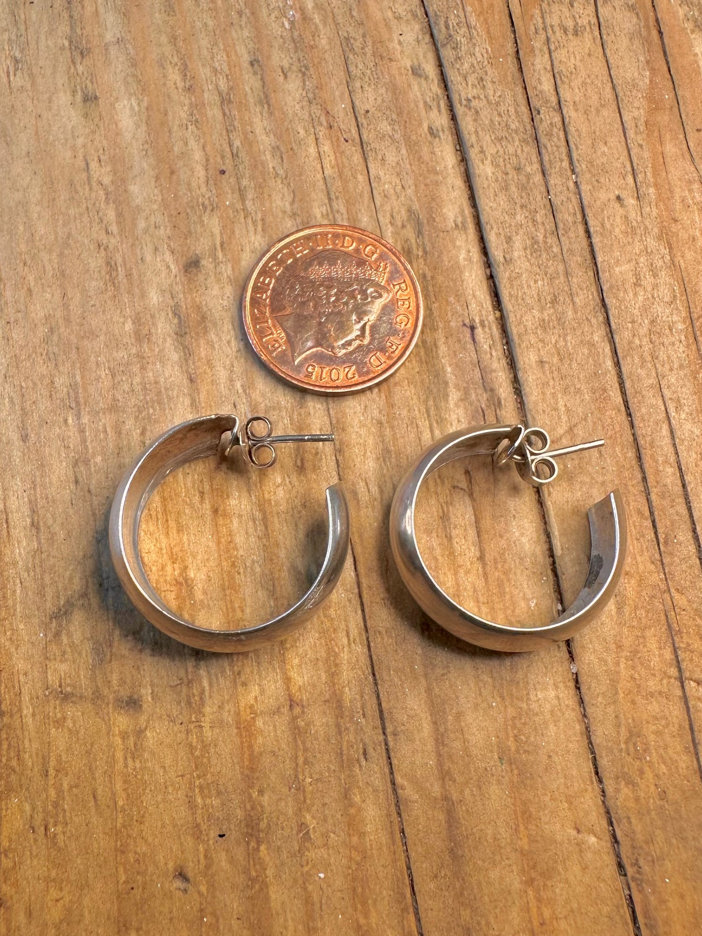 Chunky Wide Half Hoop 925 Sterling Silver Earrings