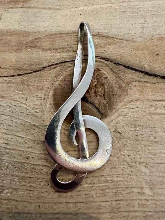 Vintage Music Note 925 Silver Pendant