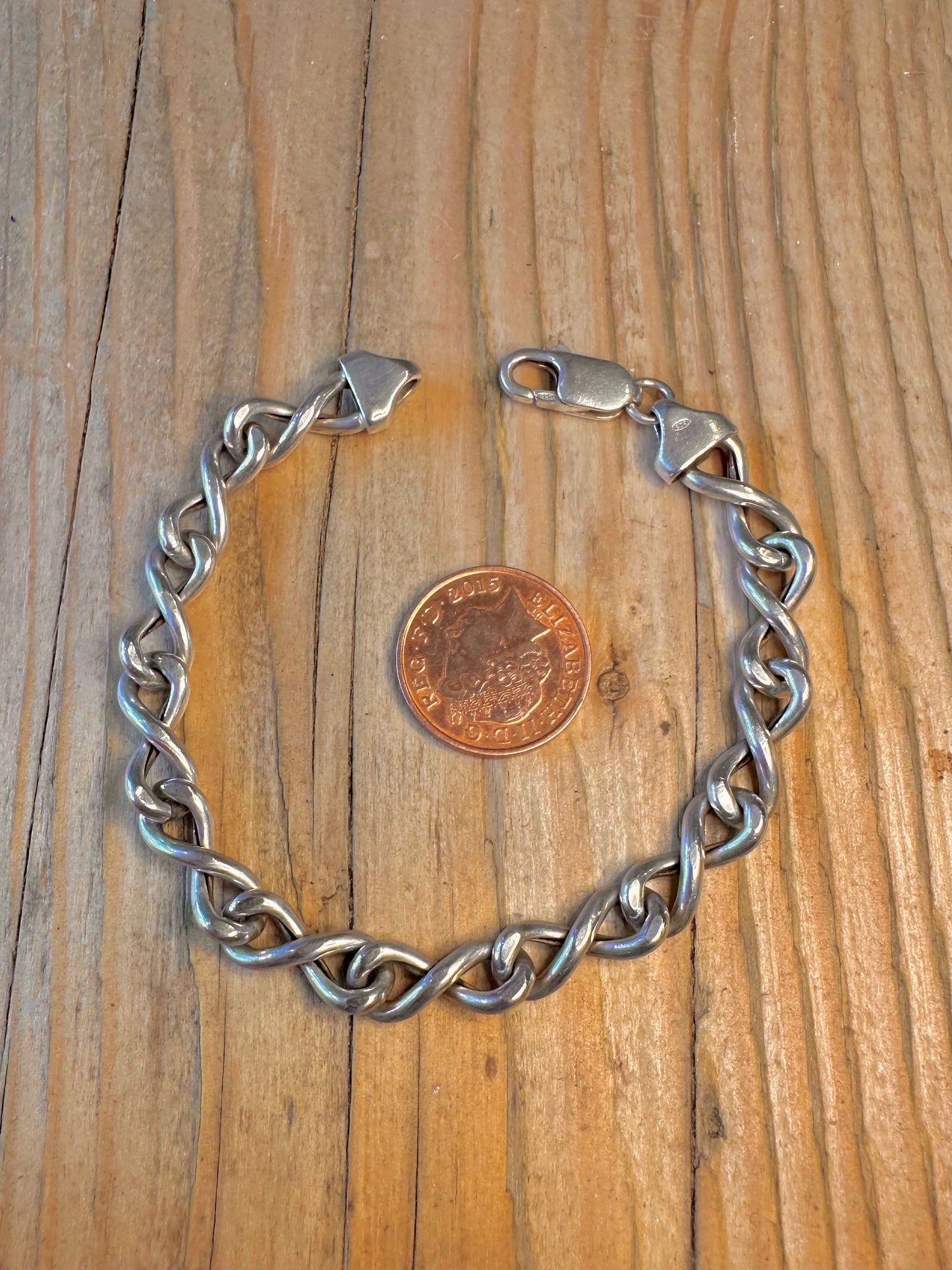Twisted Link Knot Chain 925 Sterling Silver 7.8 inch Bracelet