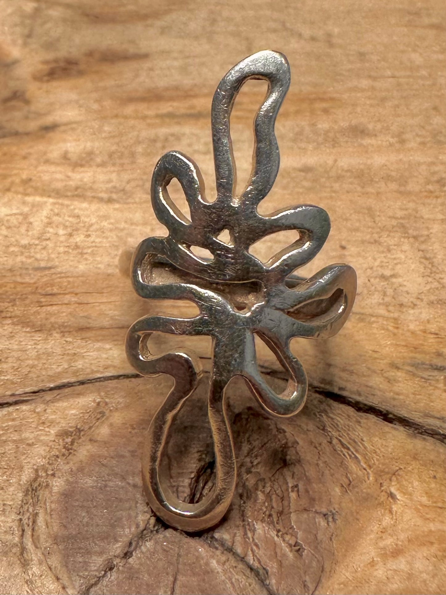 Abstract Splat Style 925 Silver Size K Ring