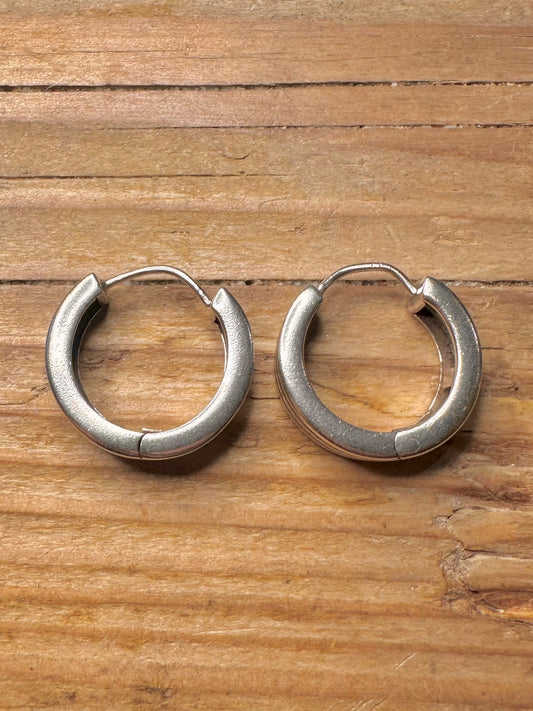 Vintage Chunky Textured 925 Sterling Silver Earrings