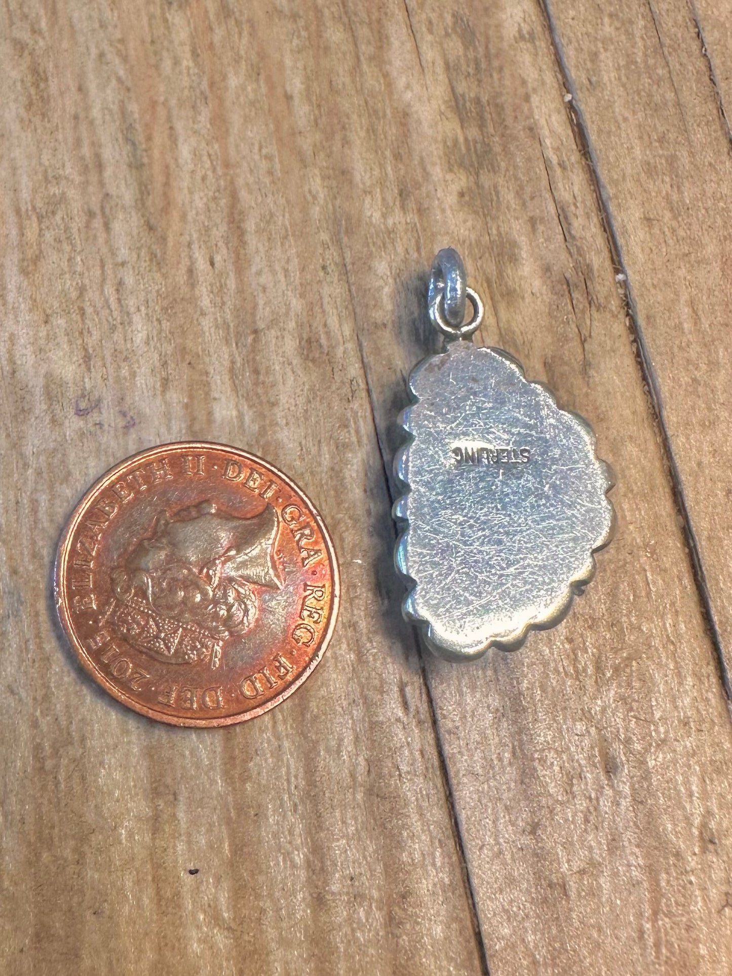 Vintage Südwest Navajo Grüner Türkis 925 Sterling Silber Anhänger
