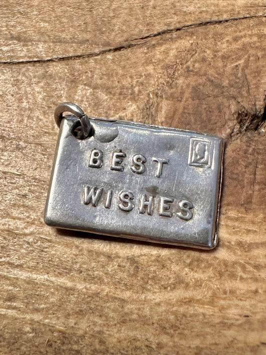 Vintage Best Wises Letter 925 Silver Charm Pendant
