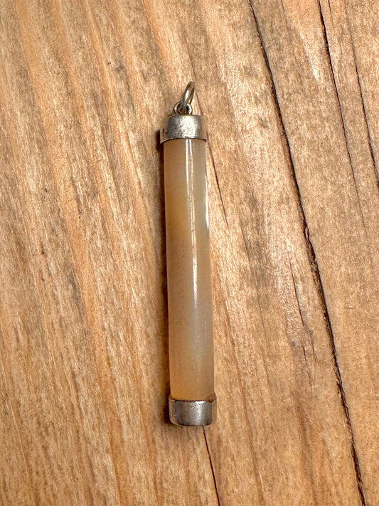 Vintage Mother of Pearl Pillar 925 Sterling Silver Pendant
