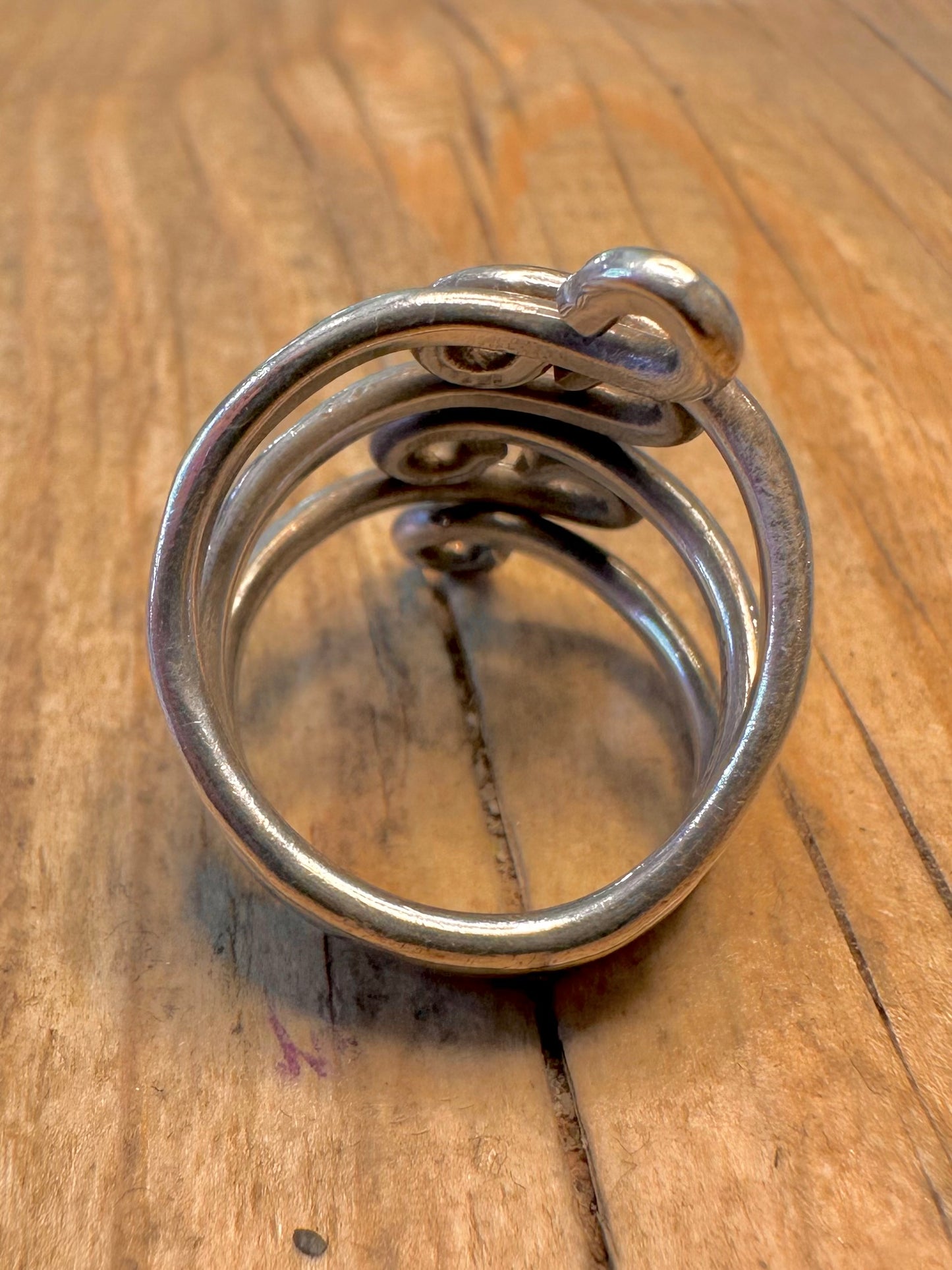 Vintage Swirly Layer 925 Sterling Silver Size P1/2 Ring