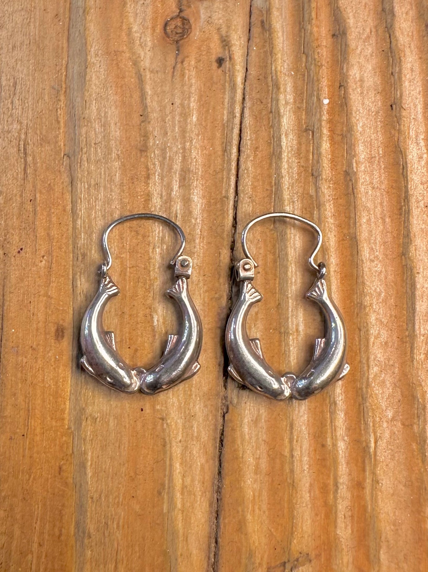 Two Whale Hoops 925 Sterling Silver Earrings