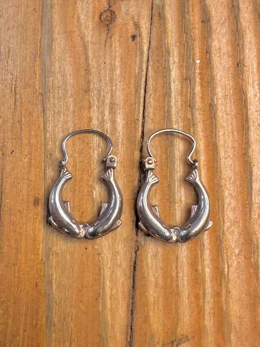 Two Whale Hoops 925 Sterling Silver Earrings