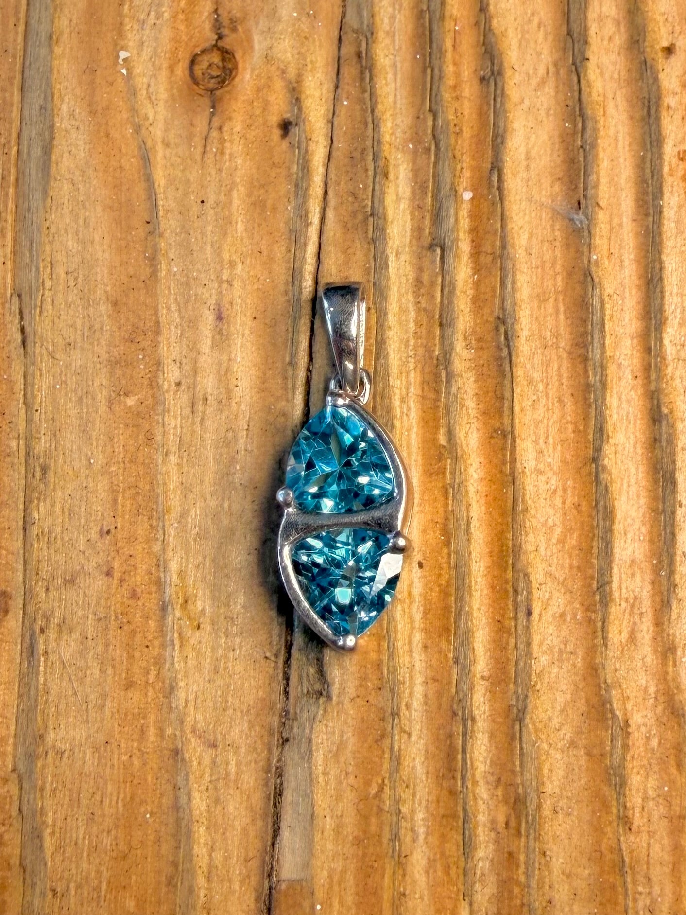 Abstract Blue CZ 925 Sterling Silver Pendant