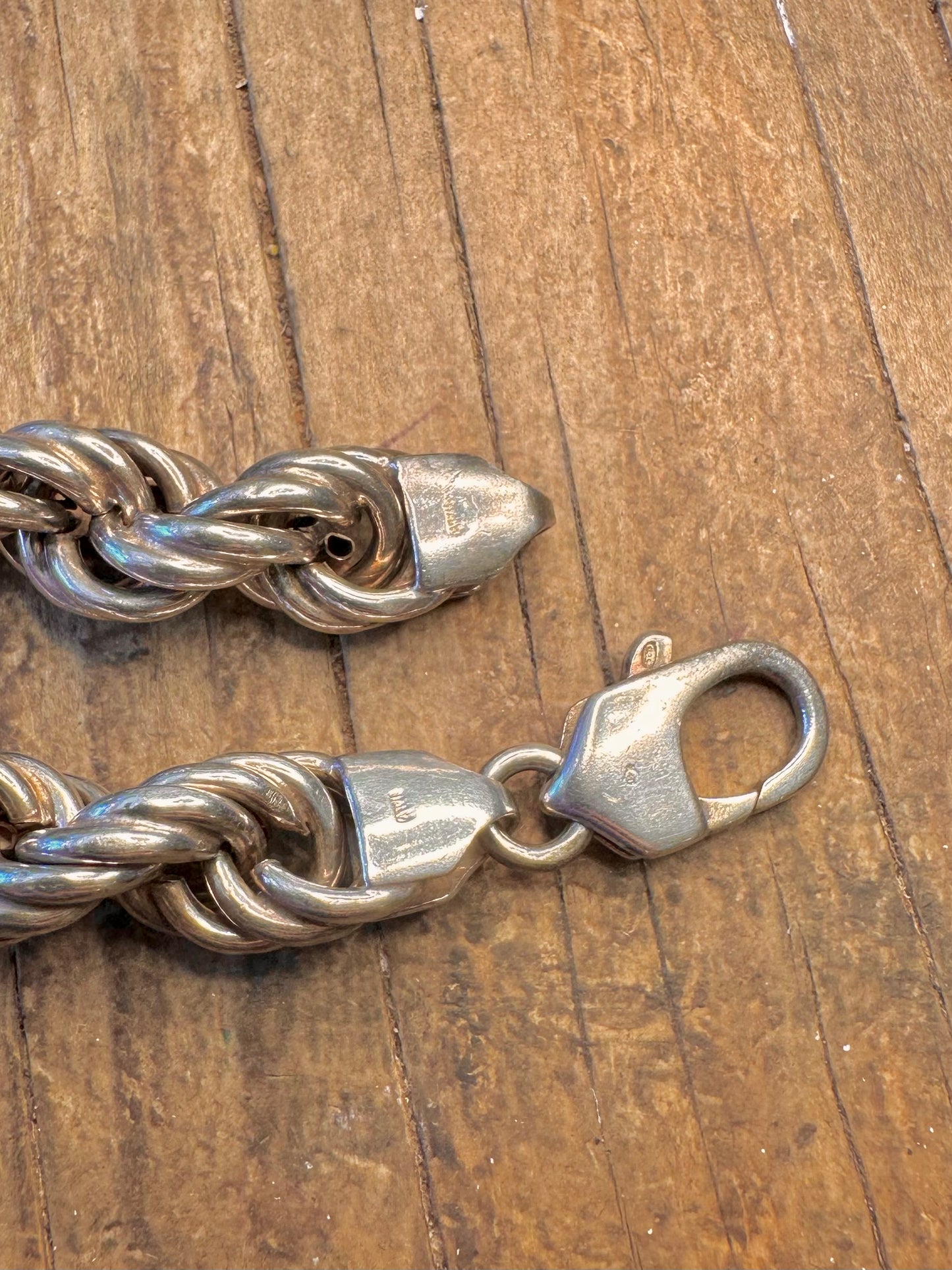 Chunky Graduated Rope Chain Italy 925 Sterling Silver 18.4 inch Necklace