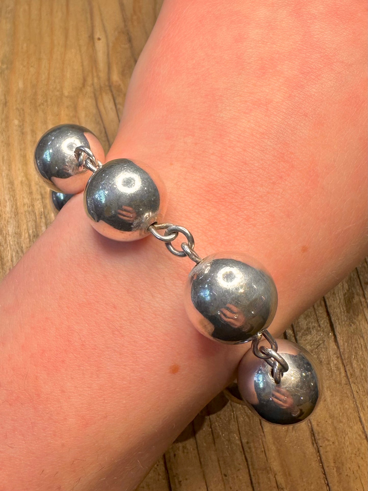 Vintage Chunky Ball Chain 925 Sterling Silver 9 inch Bracelet