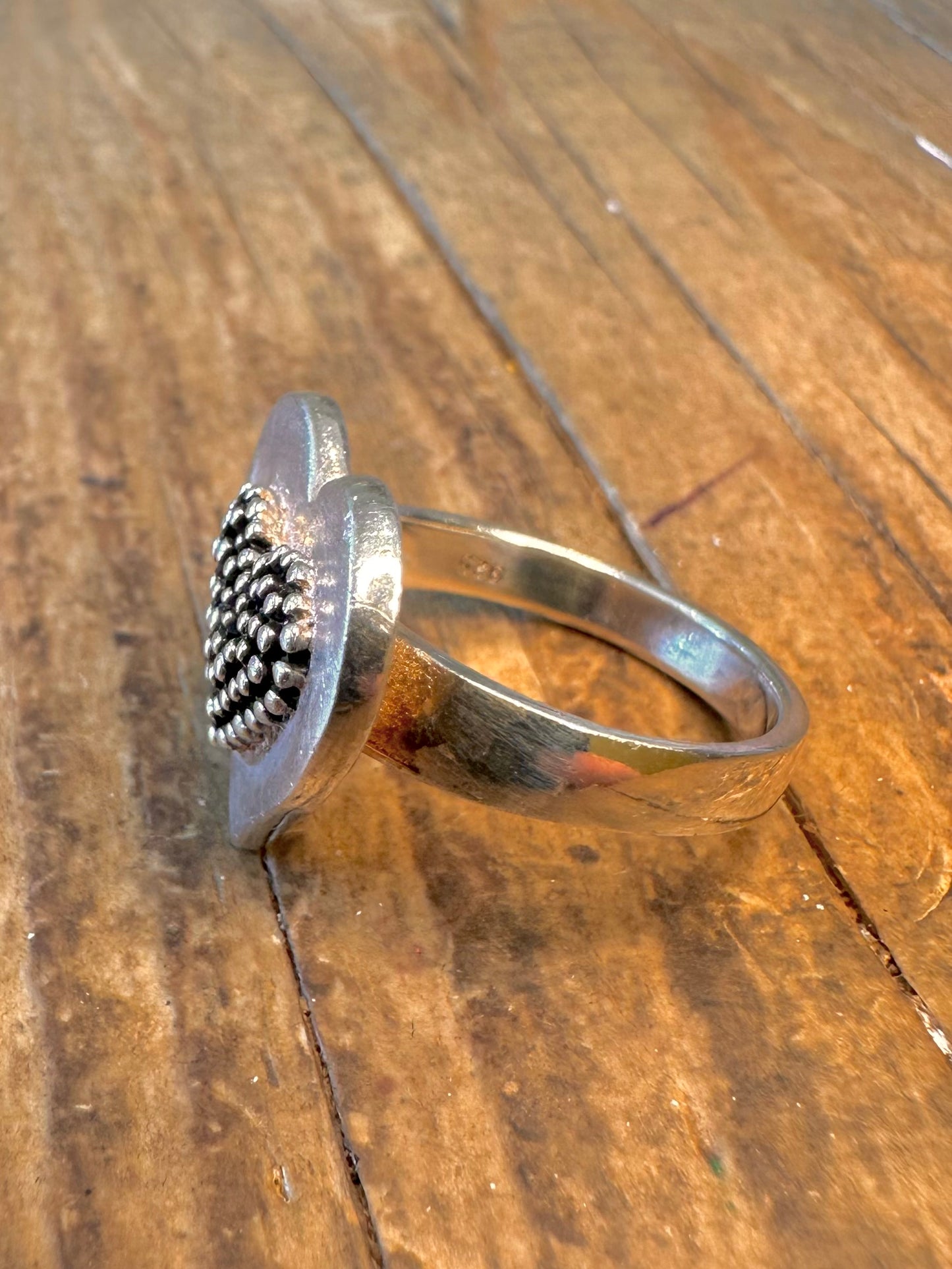 Abstract Heart Makeer Monili 925 Sterling Silver Size O1/2 Ring