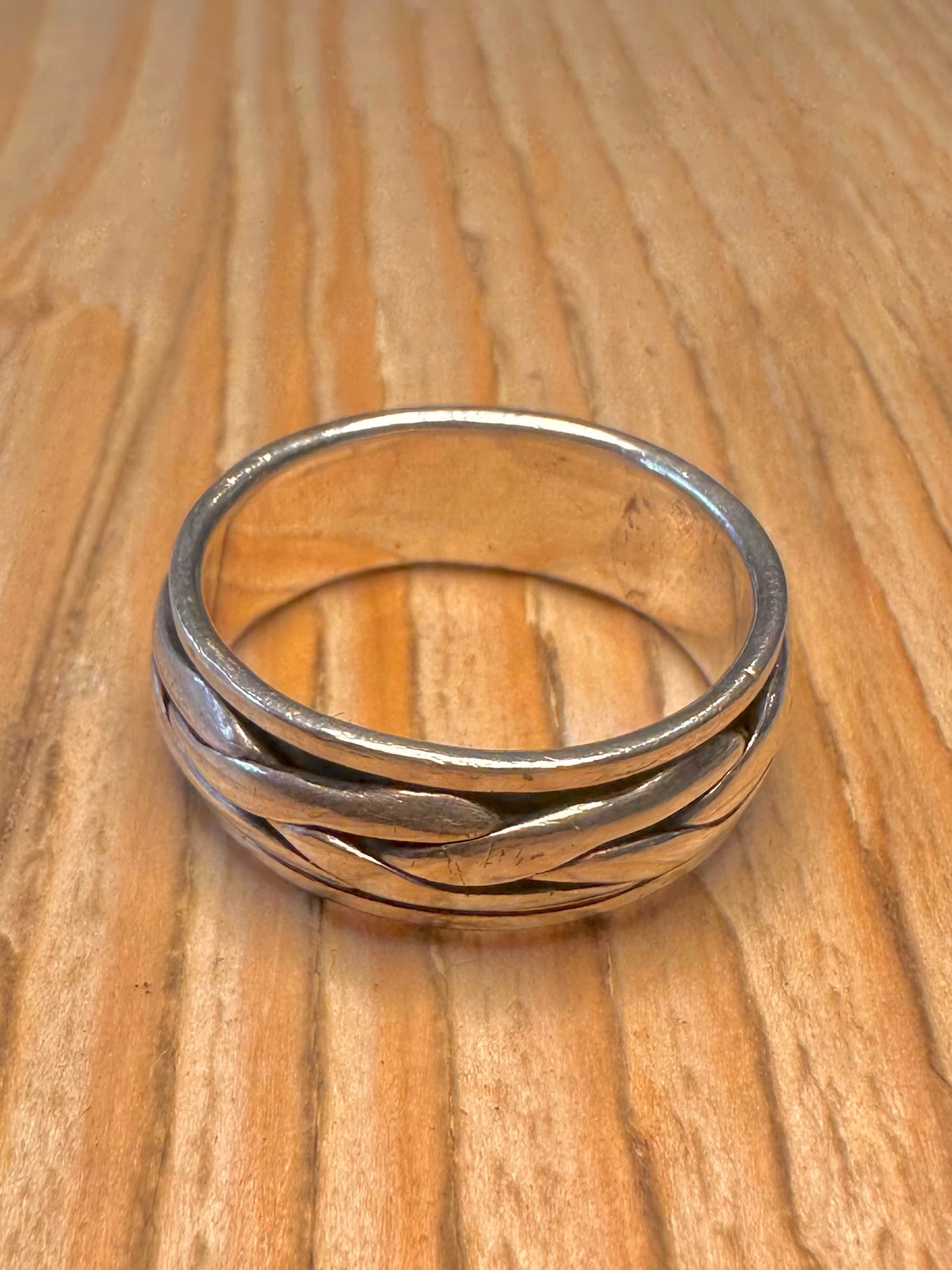 Vintage Twisted Spinner Band 925 Sterling Silver Size S1/2 Ring