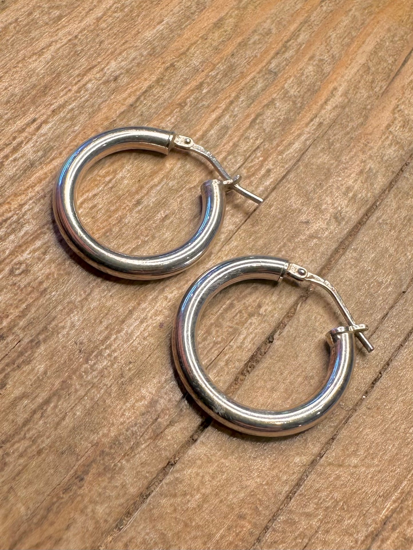 Vintage Chunky Hoops 925 Sterling Silver Earrings