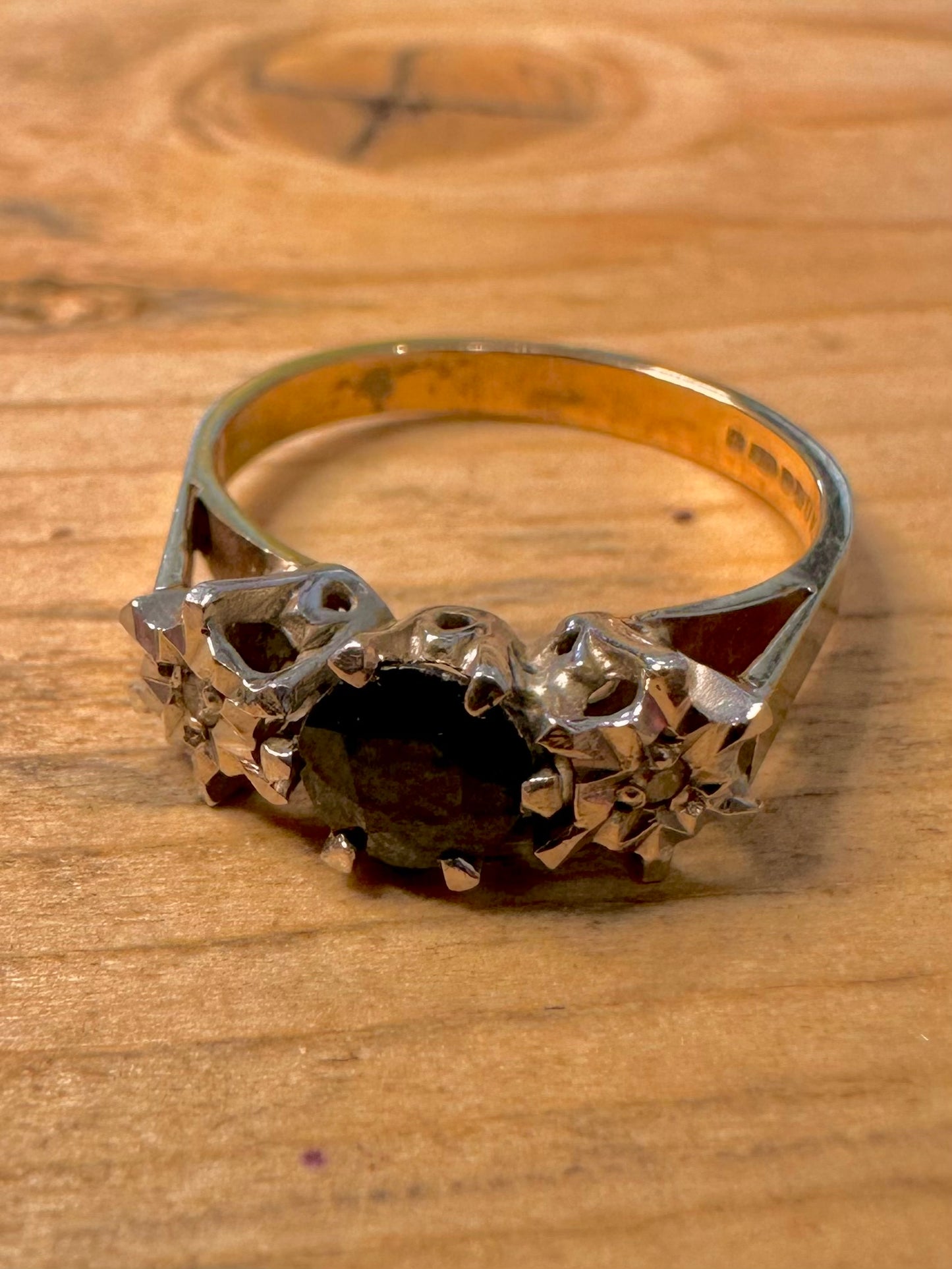 Vintage 1980 9ct Gold Sapphire and Diamond Size L Ring