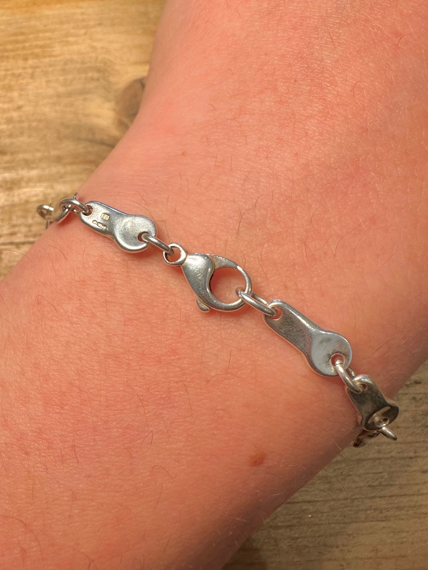 Abstract 1998 Unique Link 925 Silver 7.2 inch Bracelet