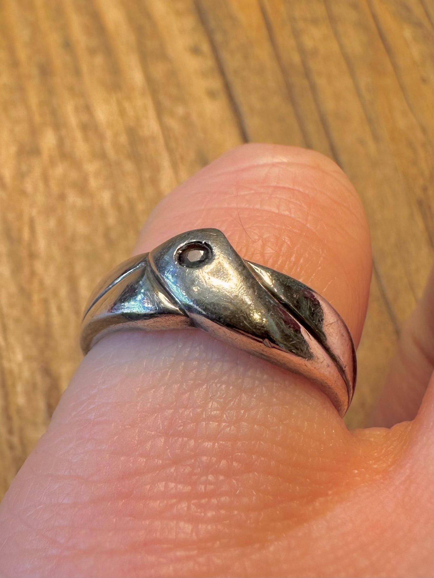 Abstrakter blauer Stein 835er Silber Ring Größe N1/2