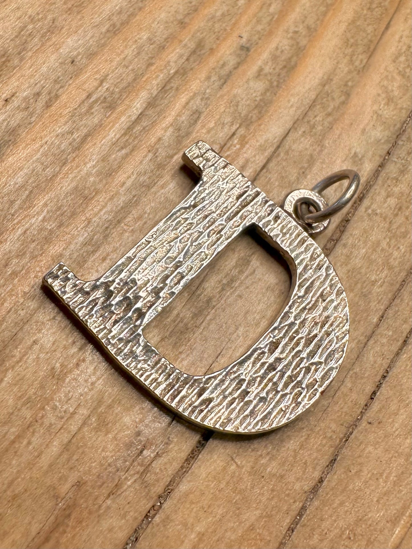 Vintage 1975 Texturierter D-Buchstabe 925 Sterling Silber Anhänger