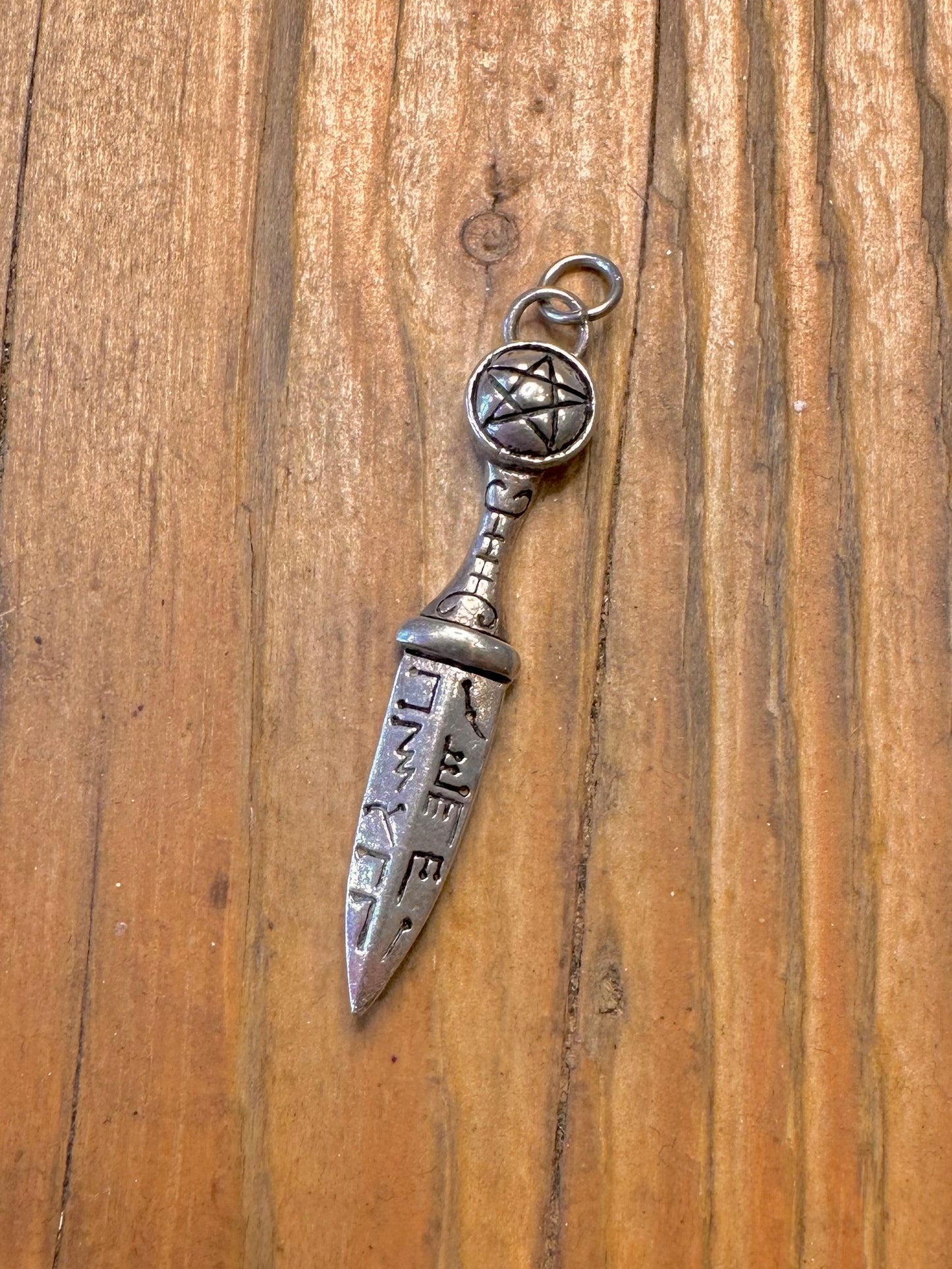 Athame Pentagram CeremonialDagger 925 Sterling Silver Pendant