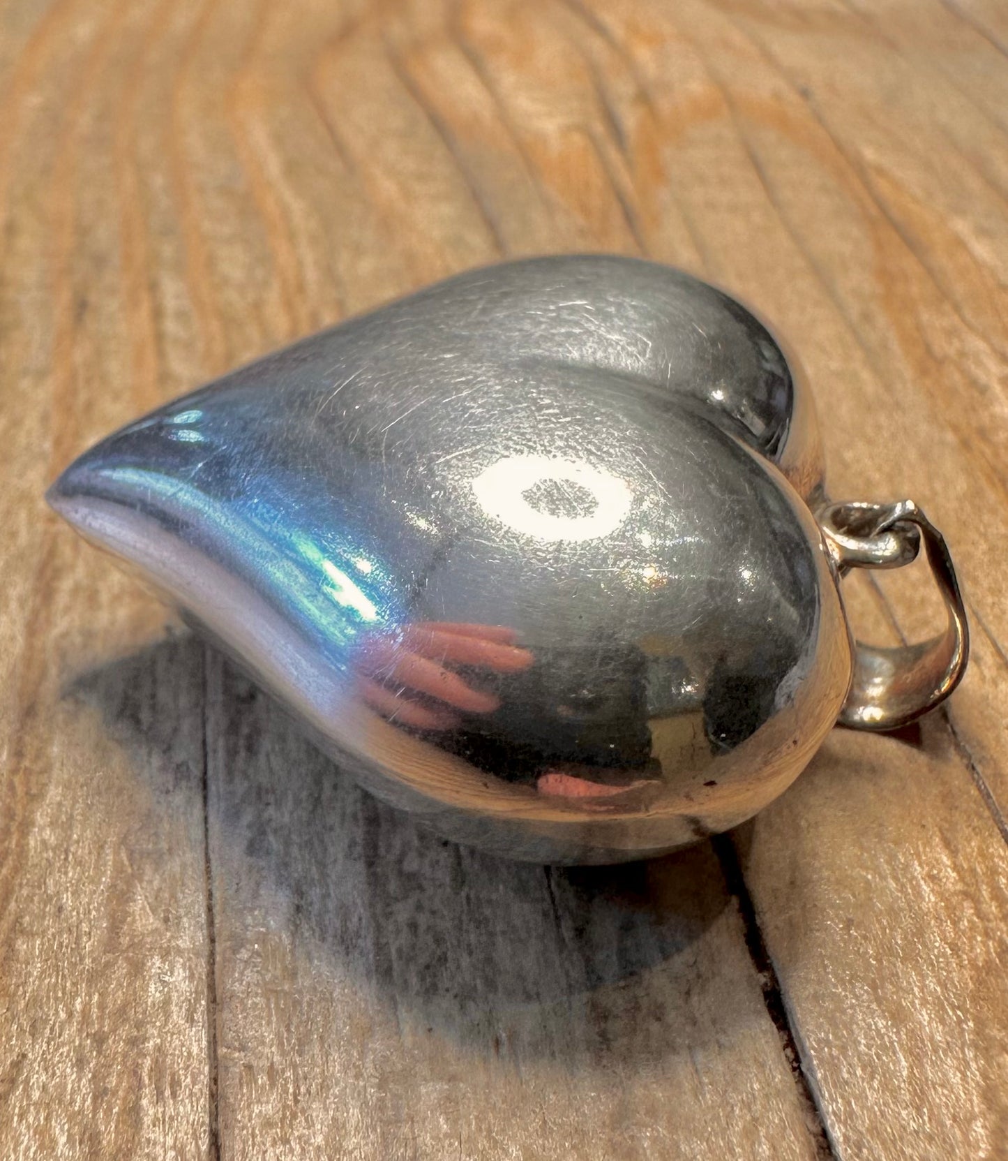 Vintage Großer Puff Herz Anhänger aus 925 Sterlingsilber