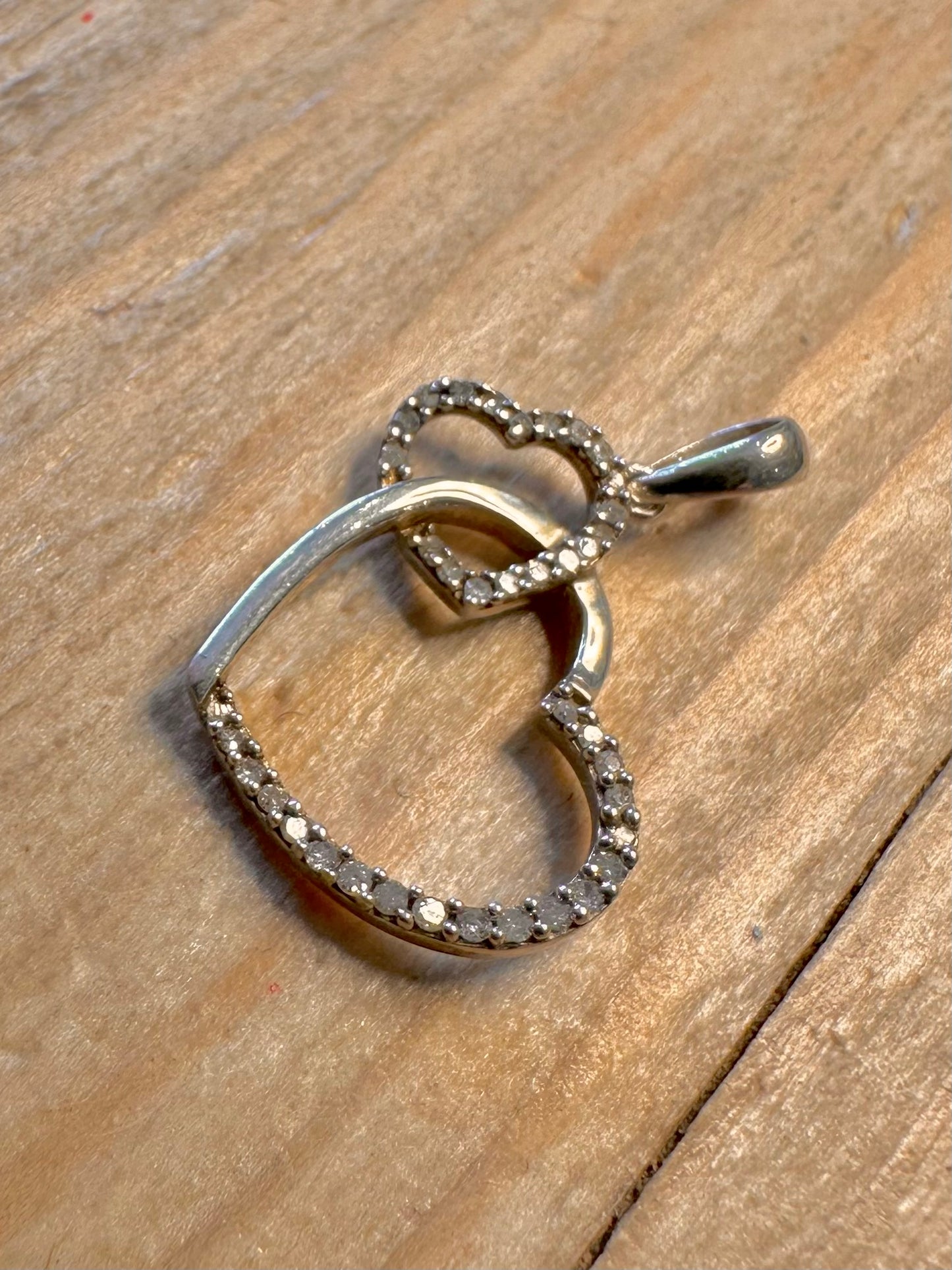 Vintage Heart Diamonds 0.25ct 925 Sterling Silver Pendant