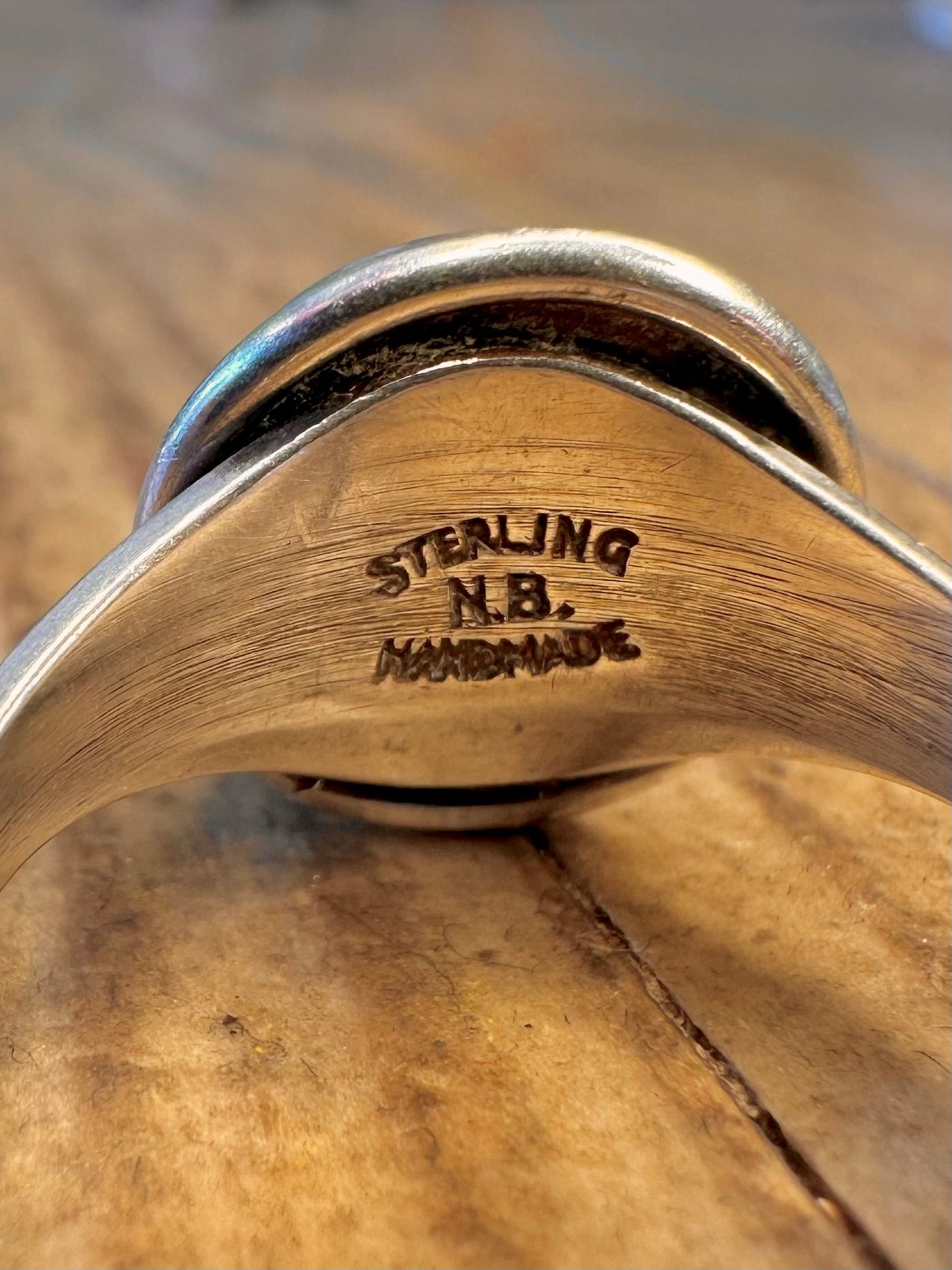 N.B Black Stone Handmade 925 Sterling Silver Size O Ring