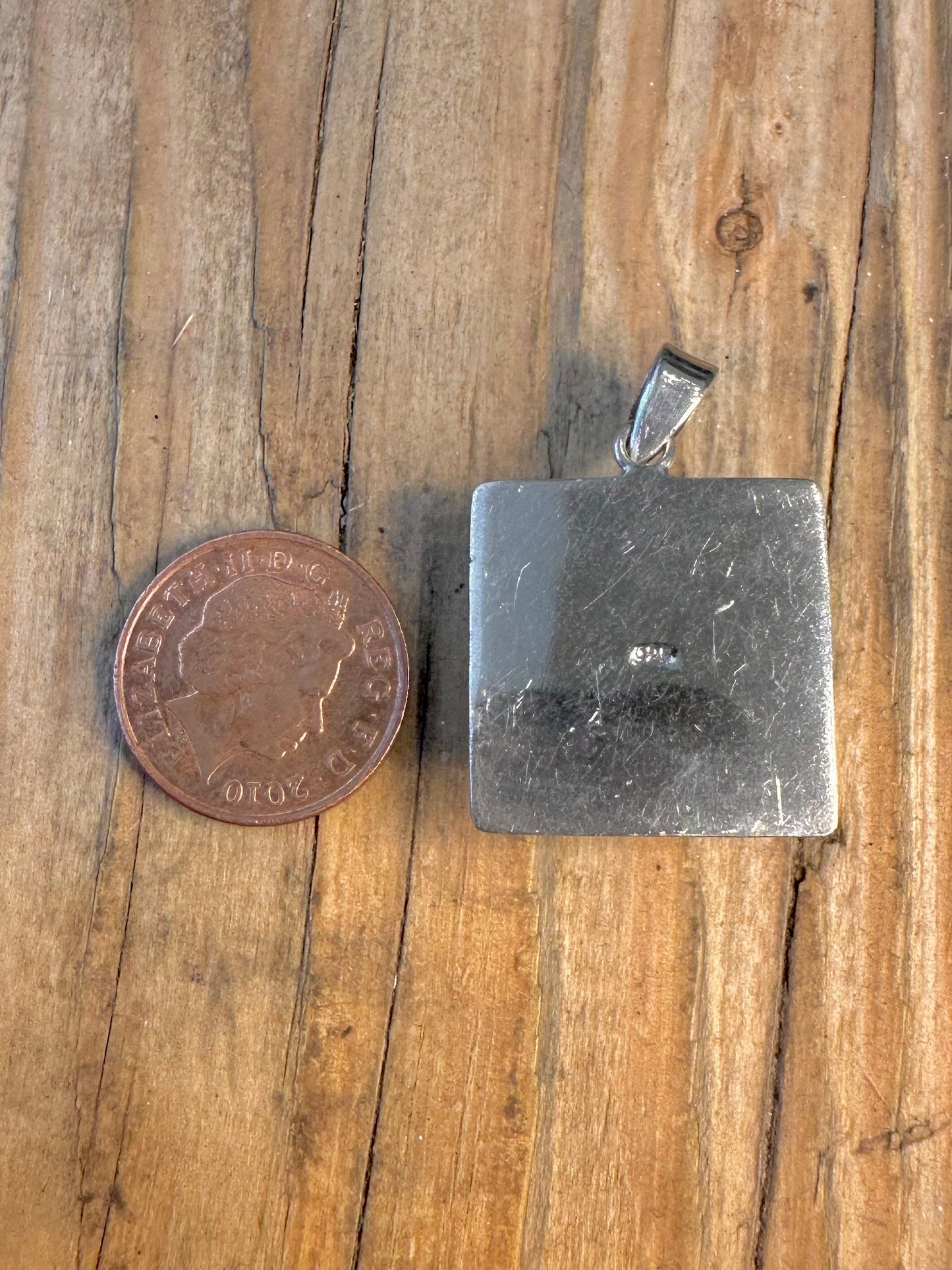 Square Turquoise 925 Sterling Silver Pendant