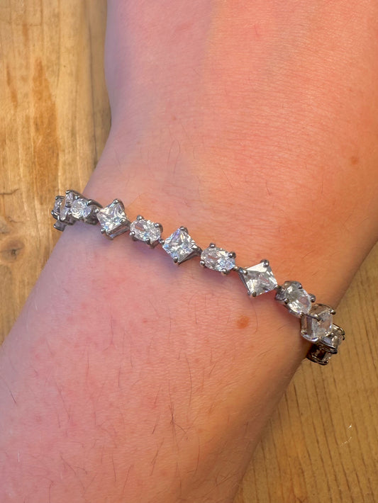 White Stone Tennis 925 Sterling Silver 7.5 inch Bracelet