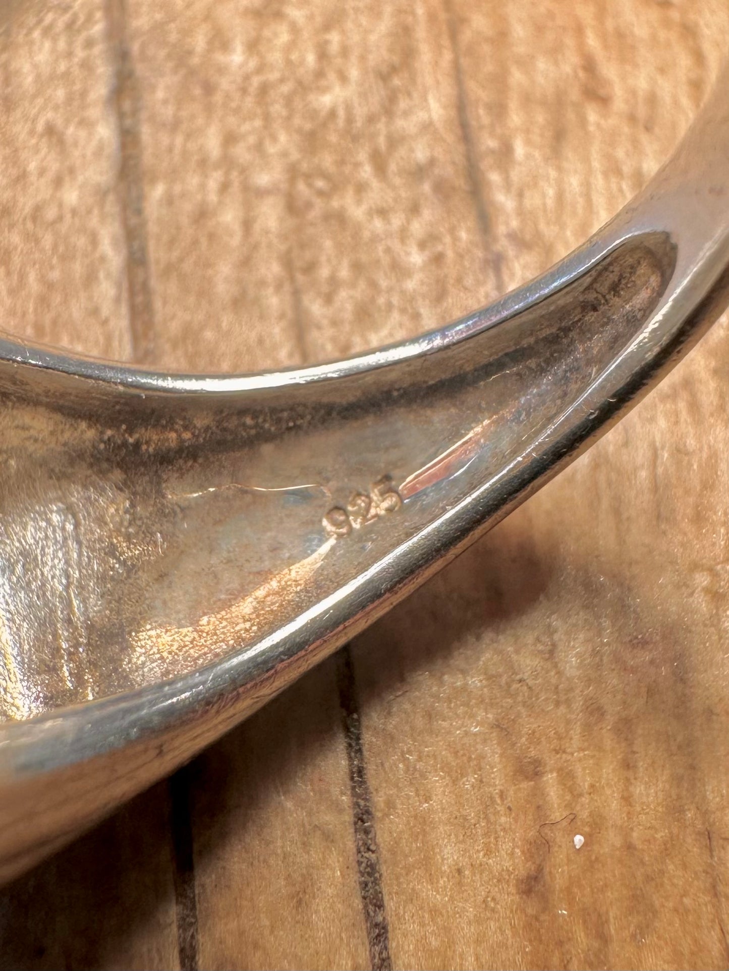 Vintage Blue Enamel 925 Sterling Silver Size P Ring