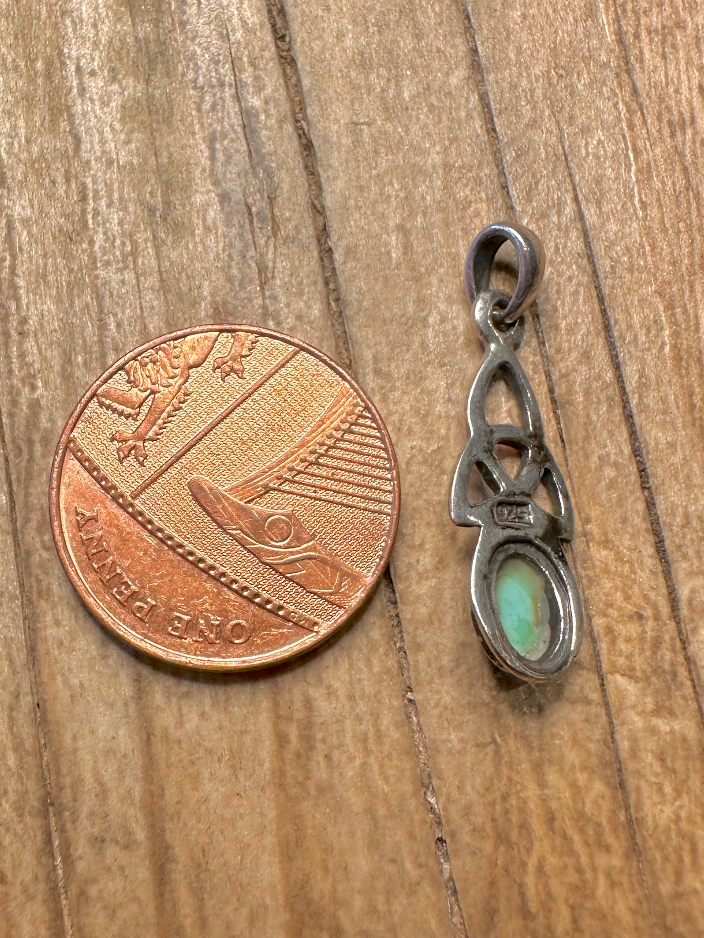Vintage Celtic Turquoise 925 Sterling Silver Pendant