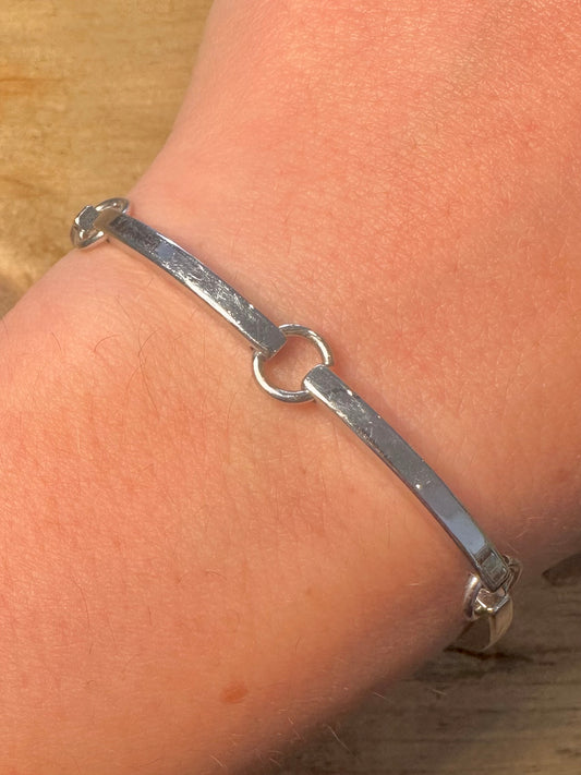 Modernist Bar Link 835 Silver Made in Germany 7.2 inch Bracelet