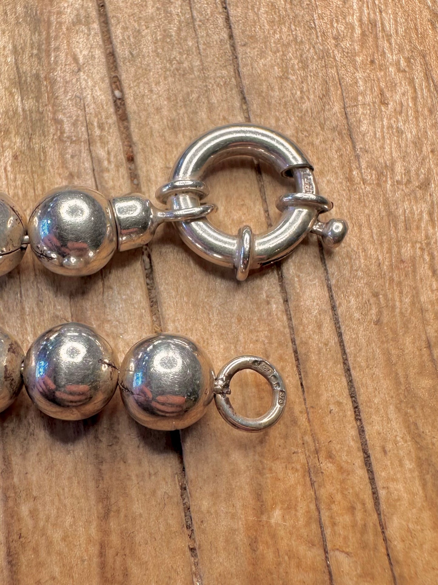Vintage Kugelkette 9 Karat Vergoldet und 925 Sterling Silber 19 cm Armband