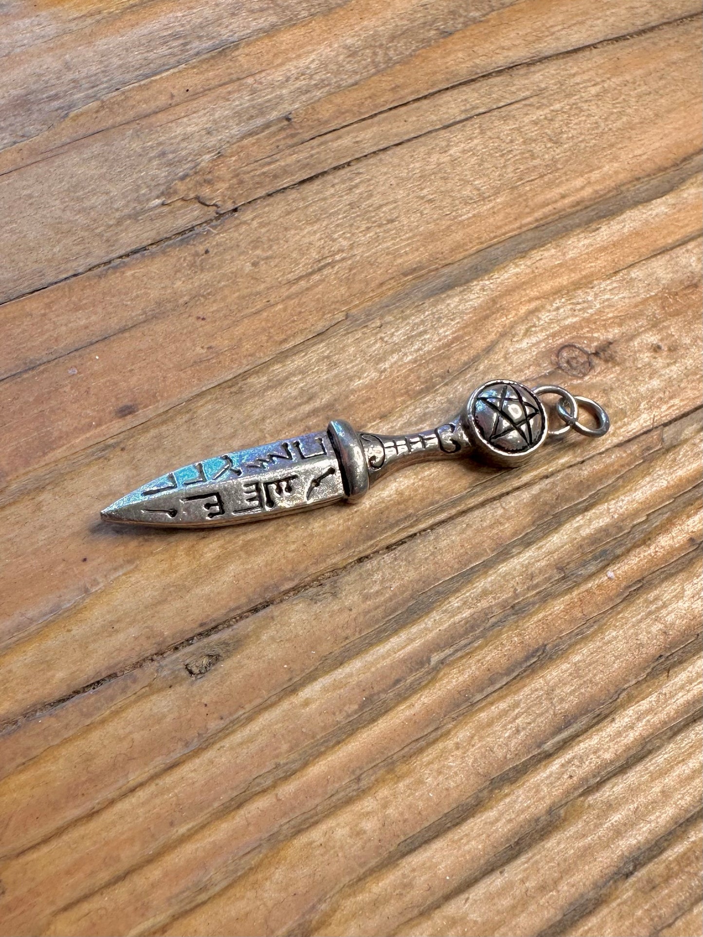 Athame Pentagram CeremonialDagger 925 Sterling Silver Pendant