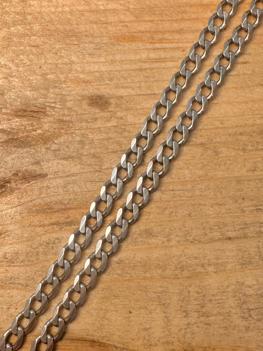 Vintage Curb Chain Italian Albert Clasp 925 Silver 20.5 inch Necklace