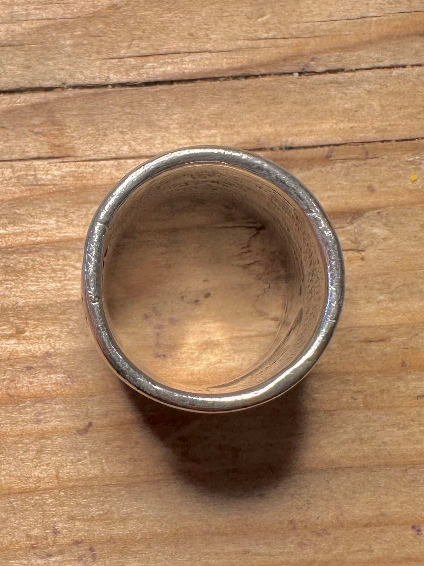 Vintage 1992 Dower and Hall Textured Thick Band 925 Sterling Silver Size K1/2 Ring