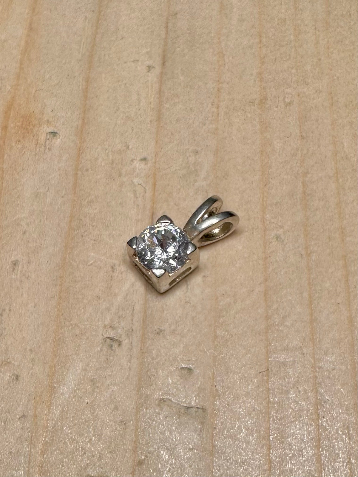 CZ Square 925 Sterling Silver Pendant