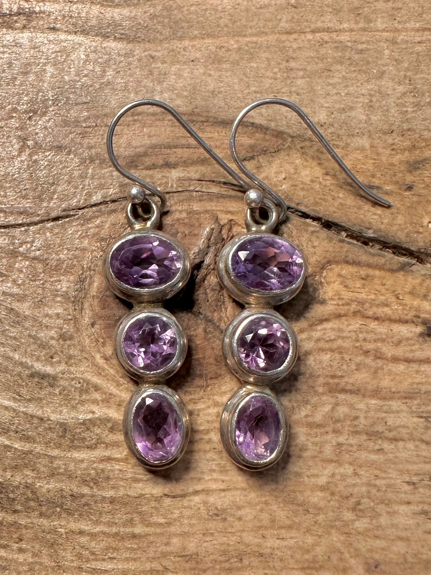 Vintage Stunning Amethyst Dangle 925 Silver Pendant