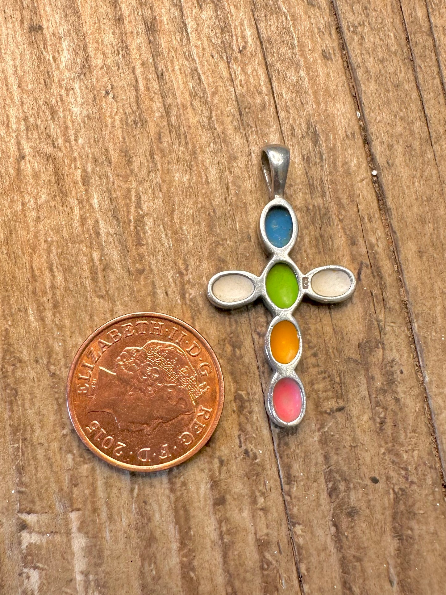 Mother of Pearl Coloured Cross 925 Sterling Silver Pendant