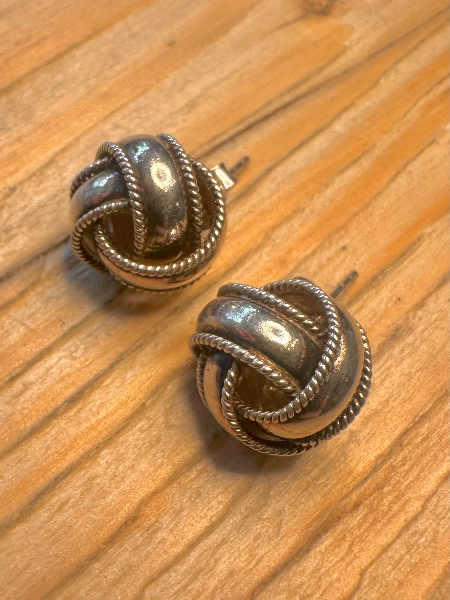 Vintage Knot Ball 925 Silver Stud Earrings
