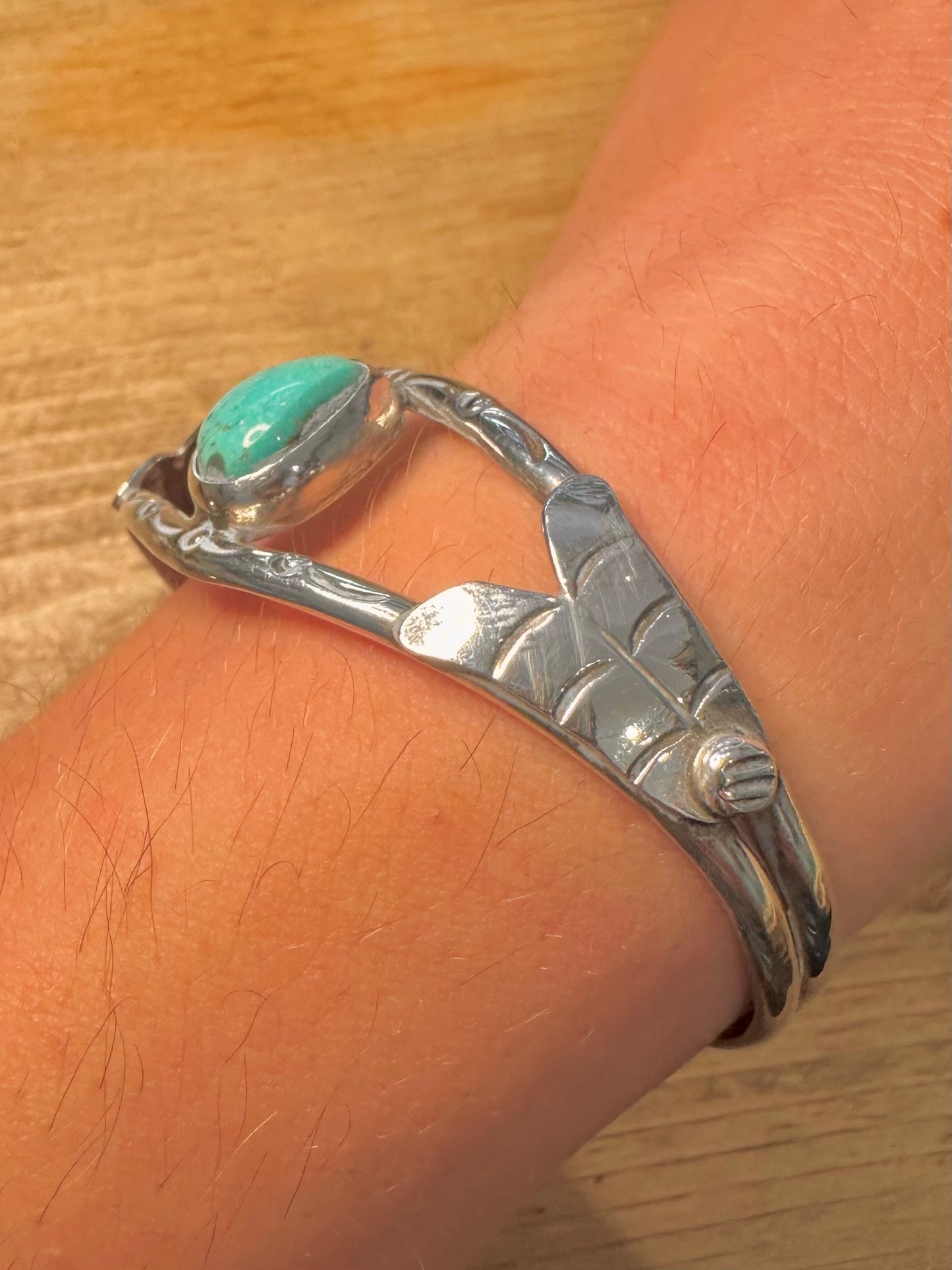 Vintage Native American Turquoise 925 Silver Cuff Bangle