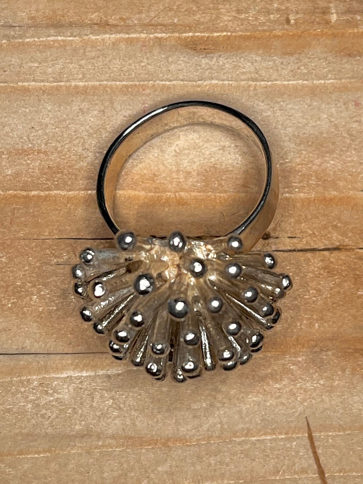 Modernist Starburst 925 Sterling Silver Size R Ring
