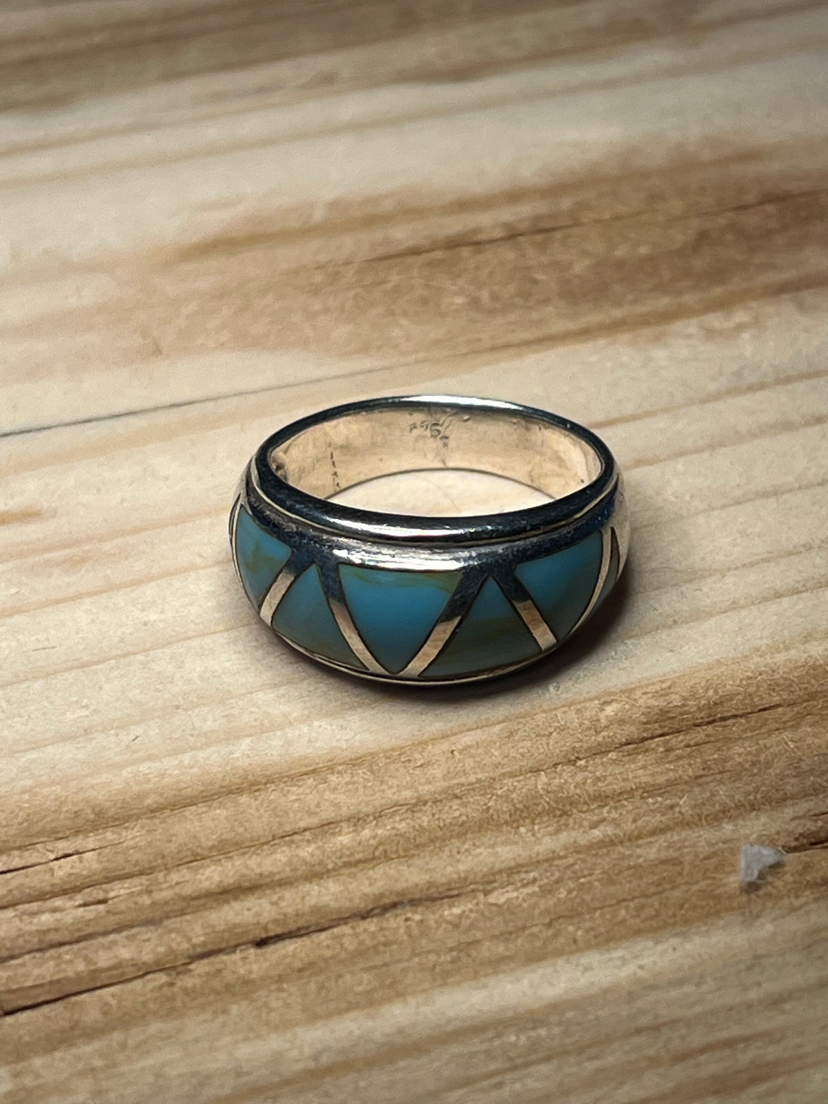 Chunky Turquoise Size 9.5 925 Sterling  Silver Ring