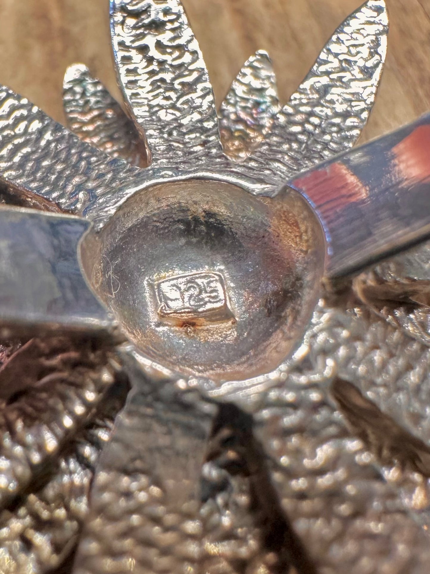 Abstrakter großer Blumenring aus 925er Sterlingsilber, Größe S1/2