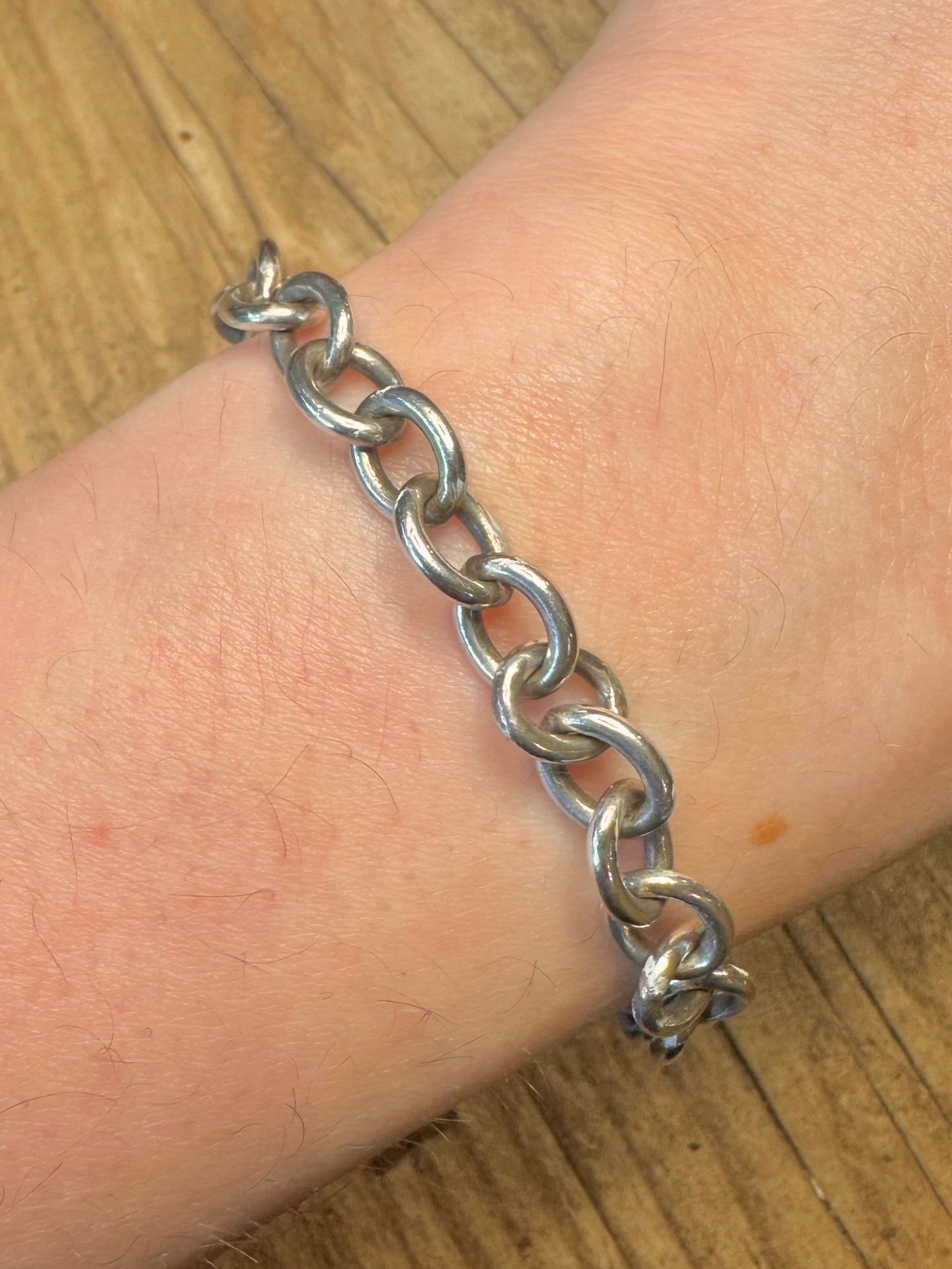 Belcher T Bar and Heart 925 Sterling Silver 8.75 inch Bracelet