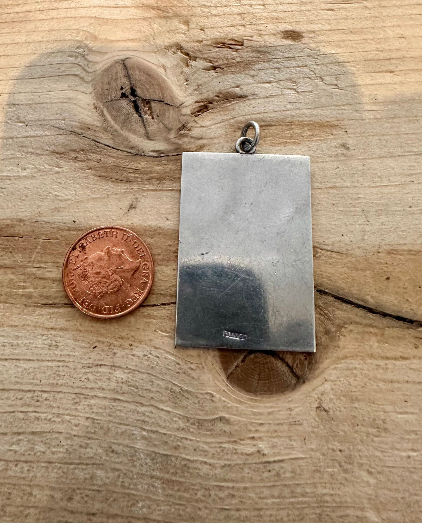 Vintage Rectangle Solid 925 Silver Pendant