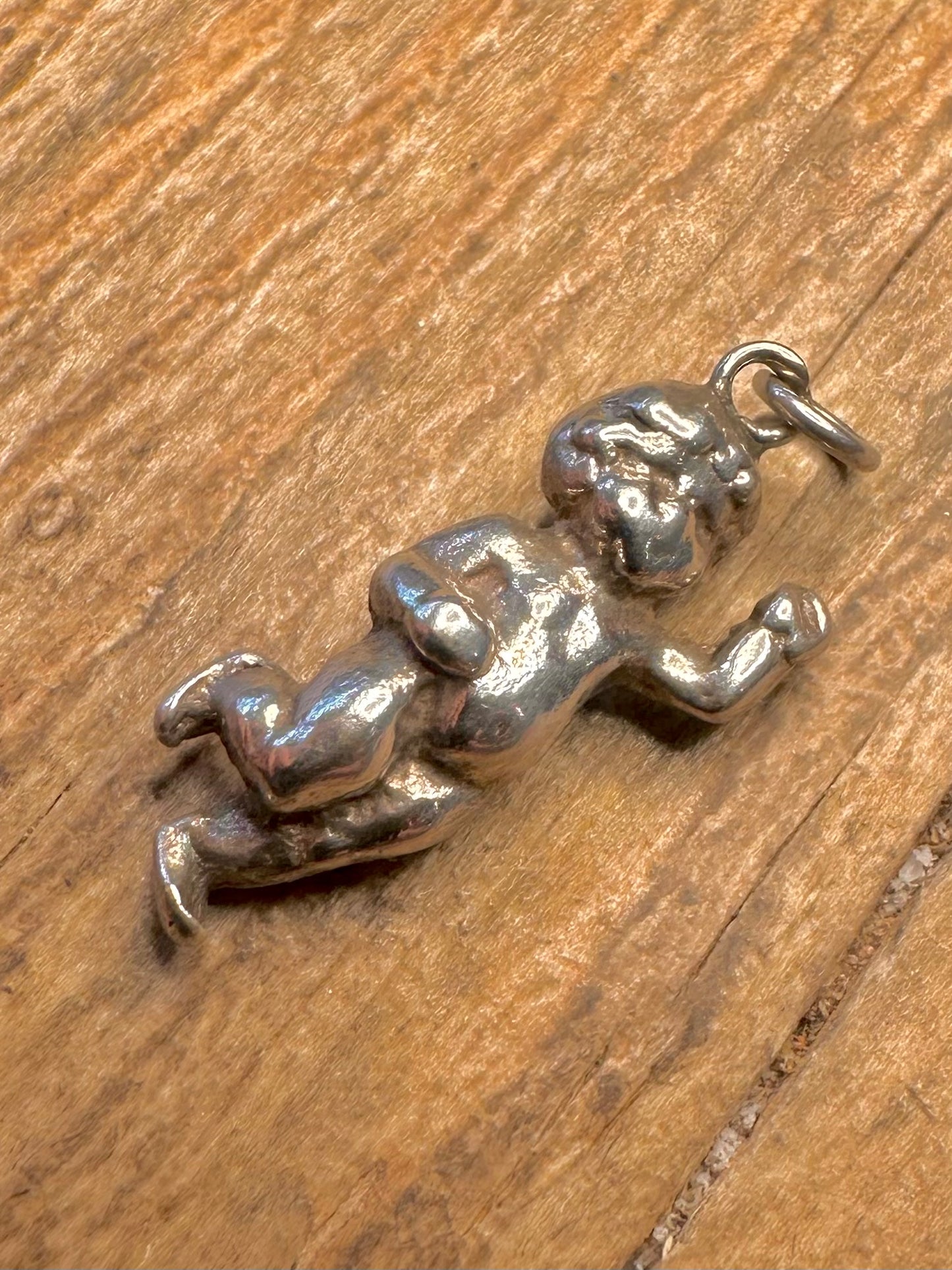 Vintage Cherub Baby 925 Sterling Silver Charm Pendant