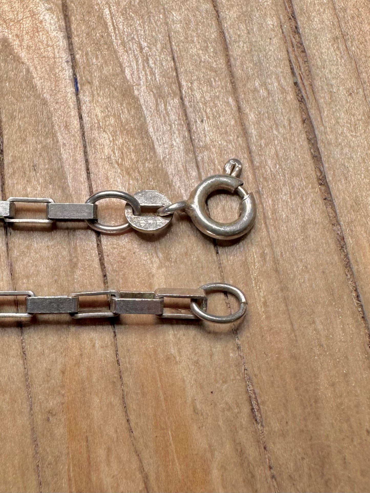 Vintage Rectangle Link Chain 925 Sterling Silver 18.3 inch Necklace