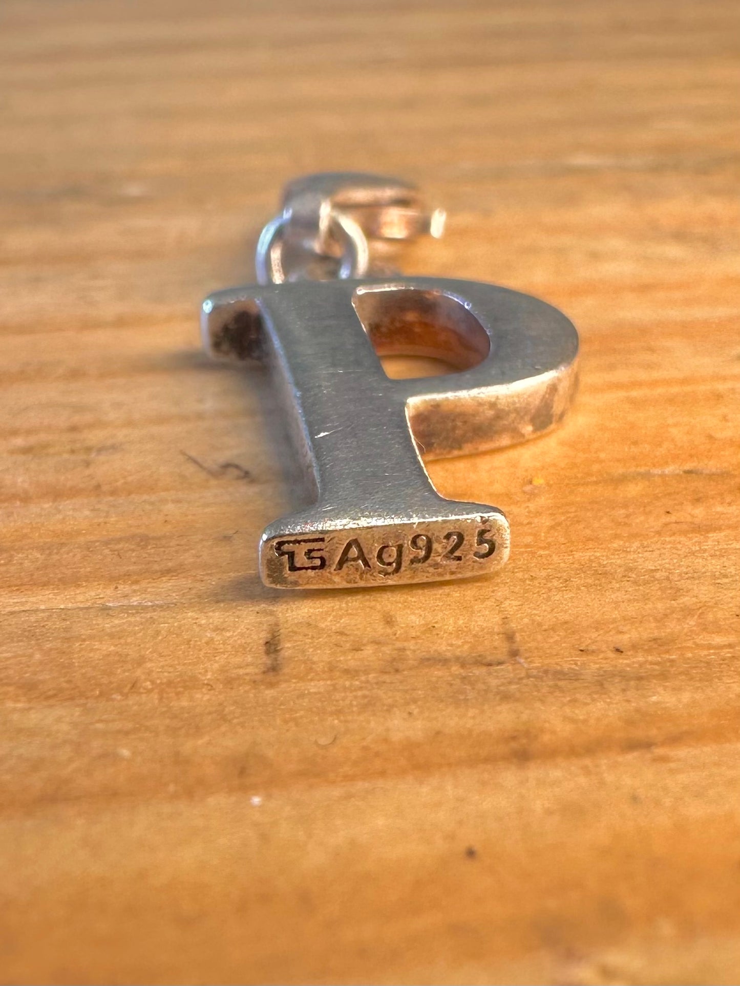 Letter P with Clasp 925 Sterling Silver Charm Pendant